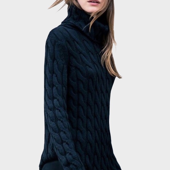 Emerson Fry Sweaters - Emerson Fry Chunky Cable Knit Wool Sweater Black